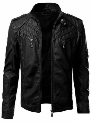 Herren Schlichte Stehkragen Zipper Spring Slim Jacke