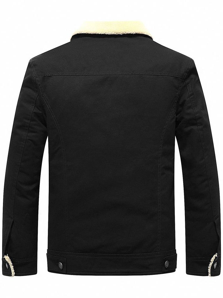 Künstliche Fleece Revers Patchwork Einreihige Herren Freizeitjacke