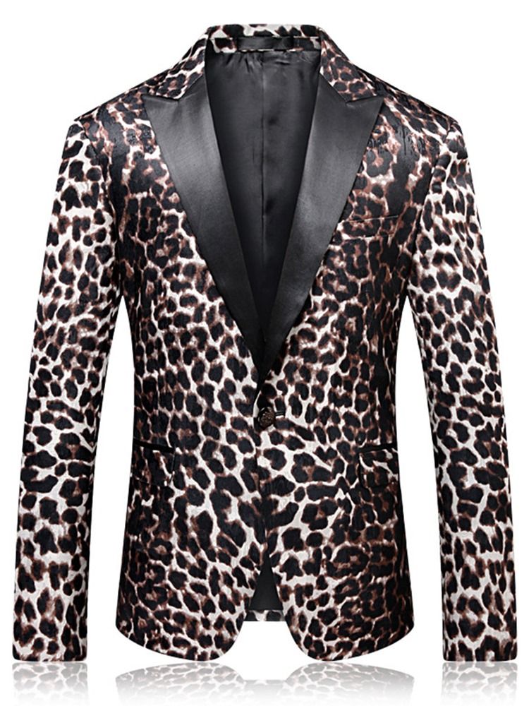 Leopard One Button Herren Slim Fit Blazerjacke Mit Gekerbtem Revers