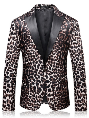 Leopard One Button Herren Slim Fit Blazerjacke Mit Gekerbtem Revers