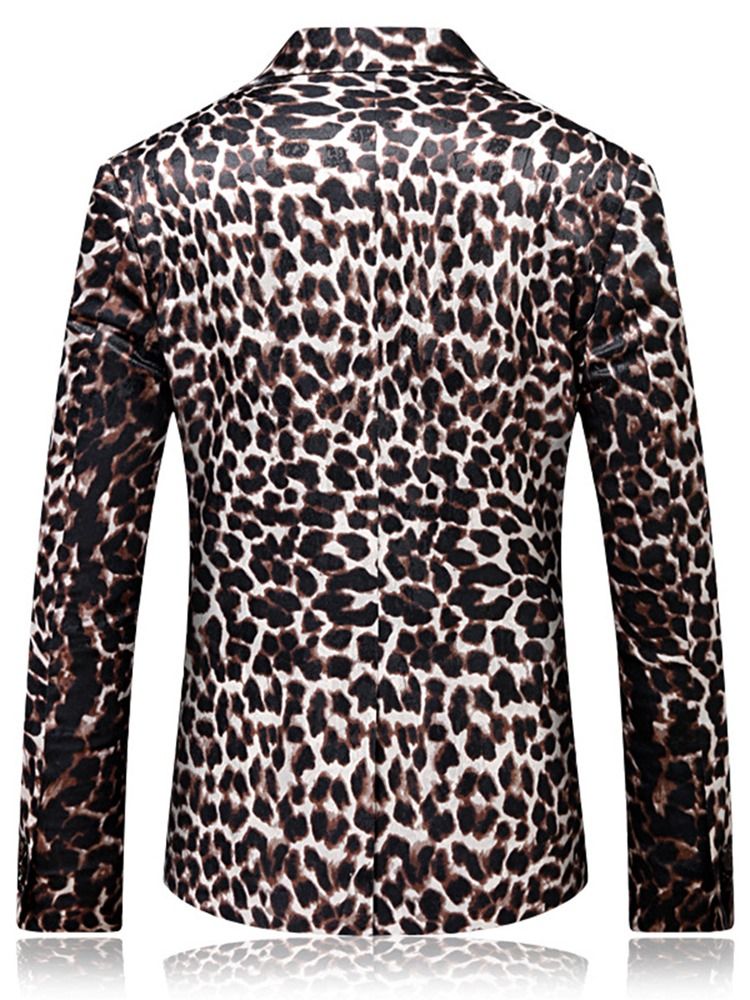 Leopard One Button Herren Slim Fit Blazerjacke Mit Gekerbtem Revers