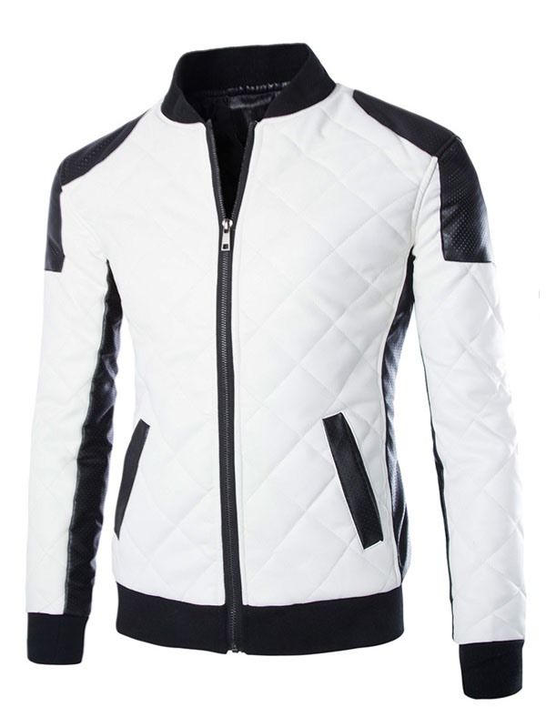 Männer Plus Size Color Block Pu Jacke