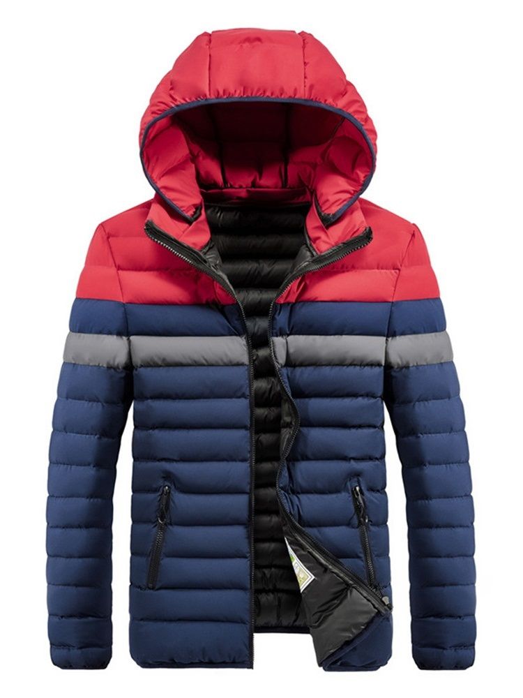 Patchwork Color Block Casual Zipper Style Herren Daunenjacke