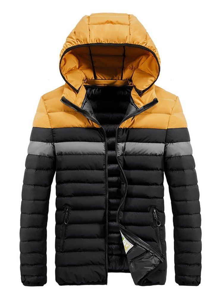 Patchwork Color Block Casual Zipper Style Herren Daunenjacke