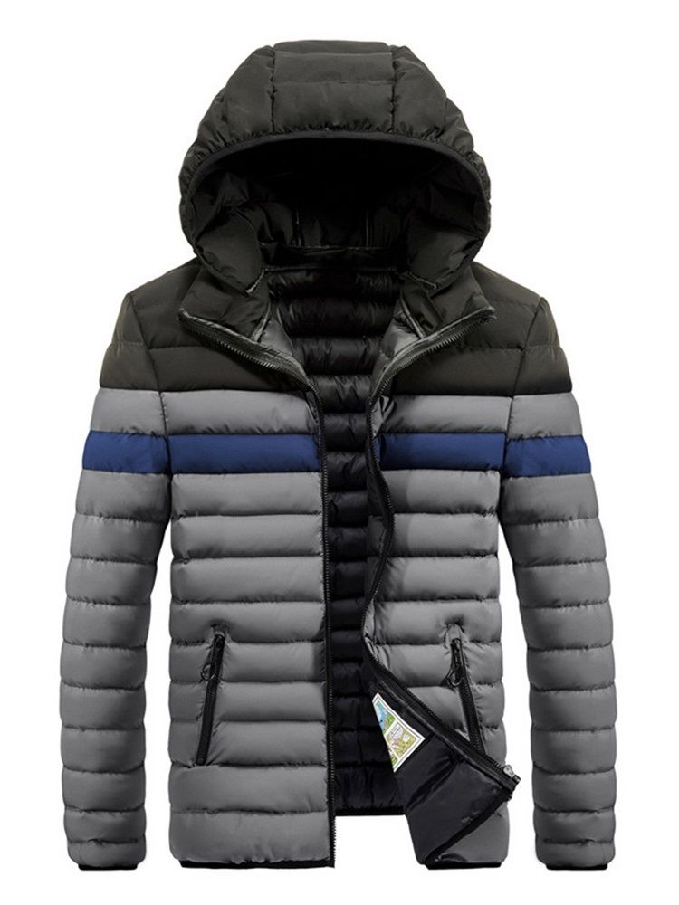 Patchwork Color Block Casual Zipper Style Herren Daunenjacke