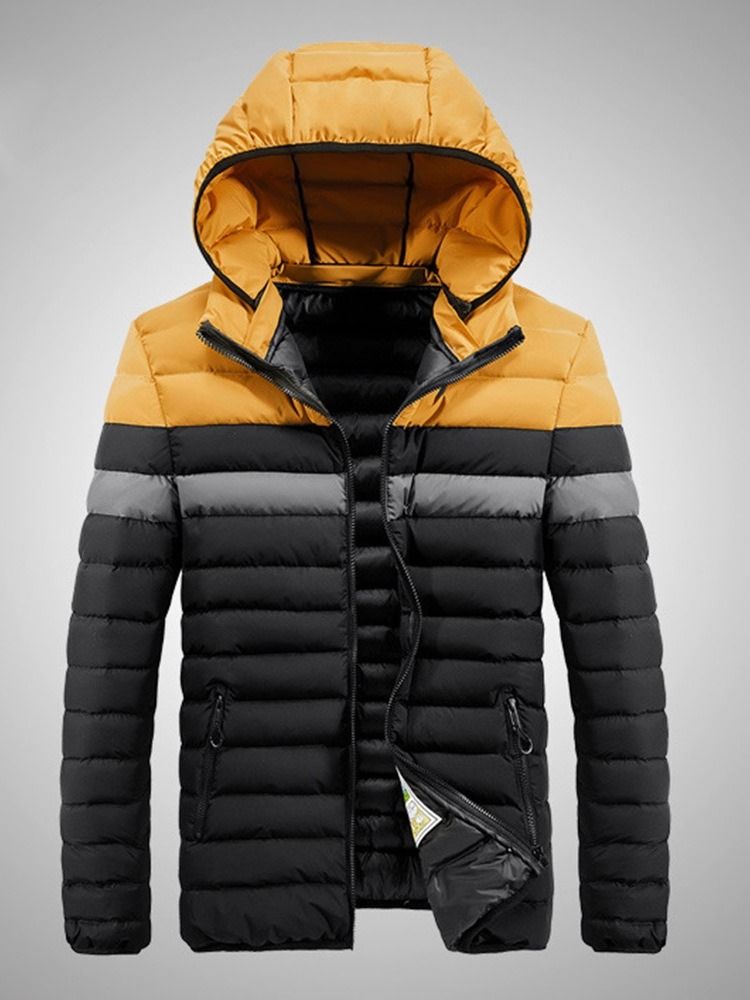 Patchwork Color Block Casual Zipper Style Herren Daunenjacke