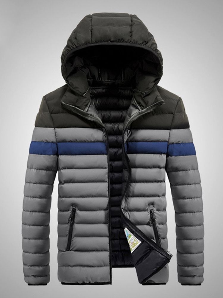 Patchwork Color Block Casual Zipper Style Herren Daunenjacke