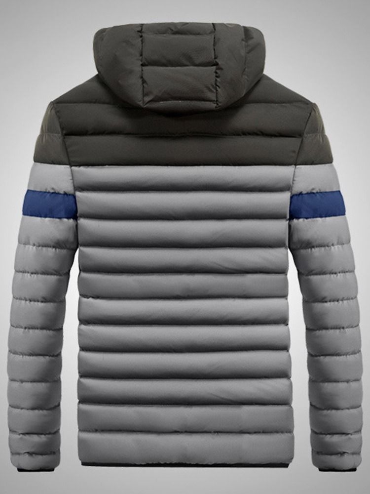 Patchwork Color Block Casual Zipper Style Herren Daunenjacke