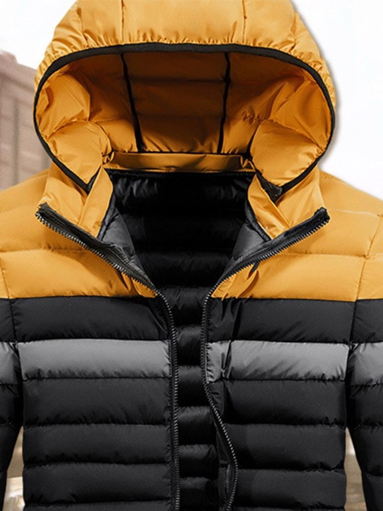 Patchwork Color Block Casual Zipper Style Herren Daunenjacke