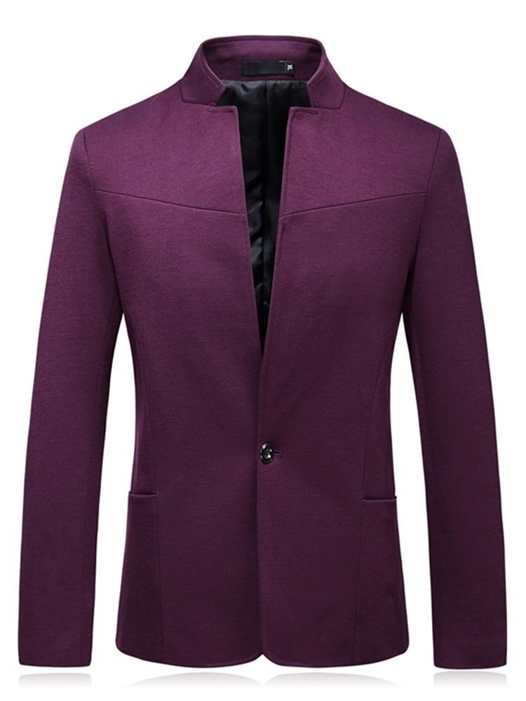 Plain Ein Knopf Stehkragen Herren Freizeitjacke Blazer