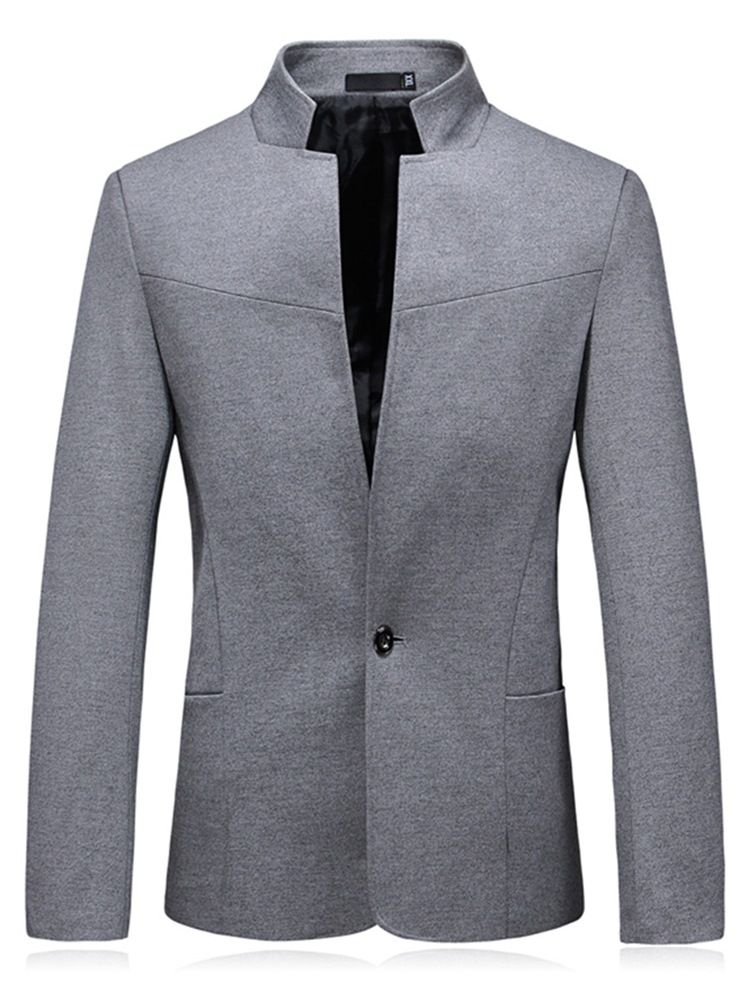 Plain Ein Knopf Stehkragen Herren Freizeitjacke Blazer