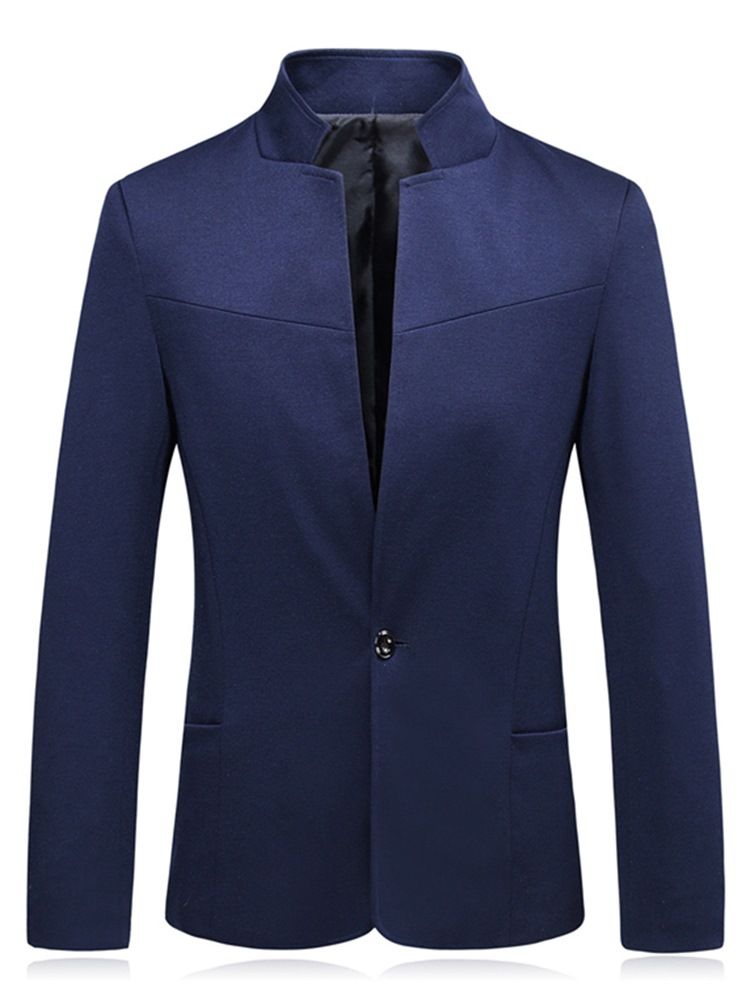 Plain Ein Knopf Stehkragen Herren Freizeitjacke Blazer