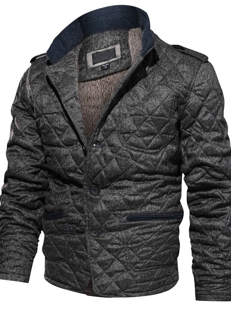 Plain Kunstfleece Stehkragen Herren Freizeitjacke