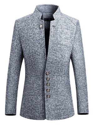 Plain Slim Fit Stehkragen Herren Jacke Blazer