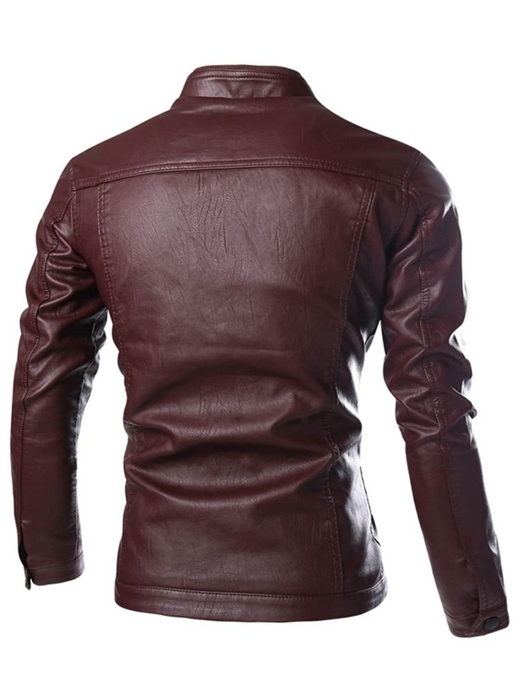 Pu Stehkragen Slim Herrenjacke