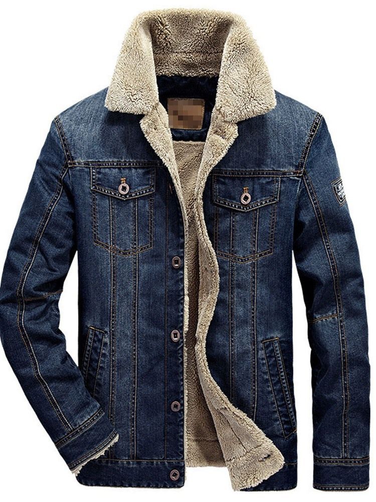 Revers Patchwork Kunstfleece Herren Lose Jacke