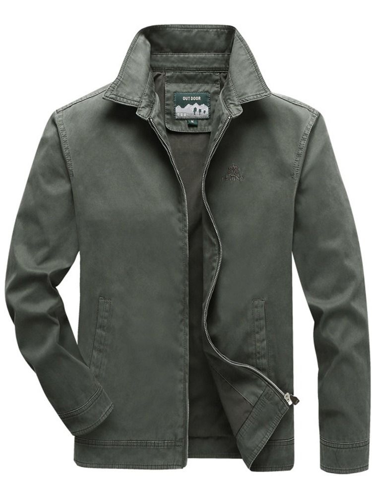 Revers Schlichter Reißverschluss Herren Slim Jacke Pla