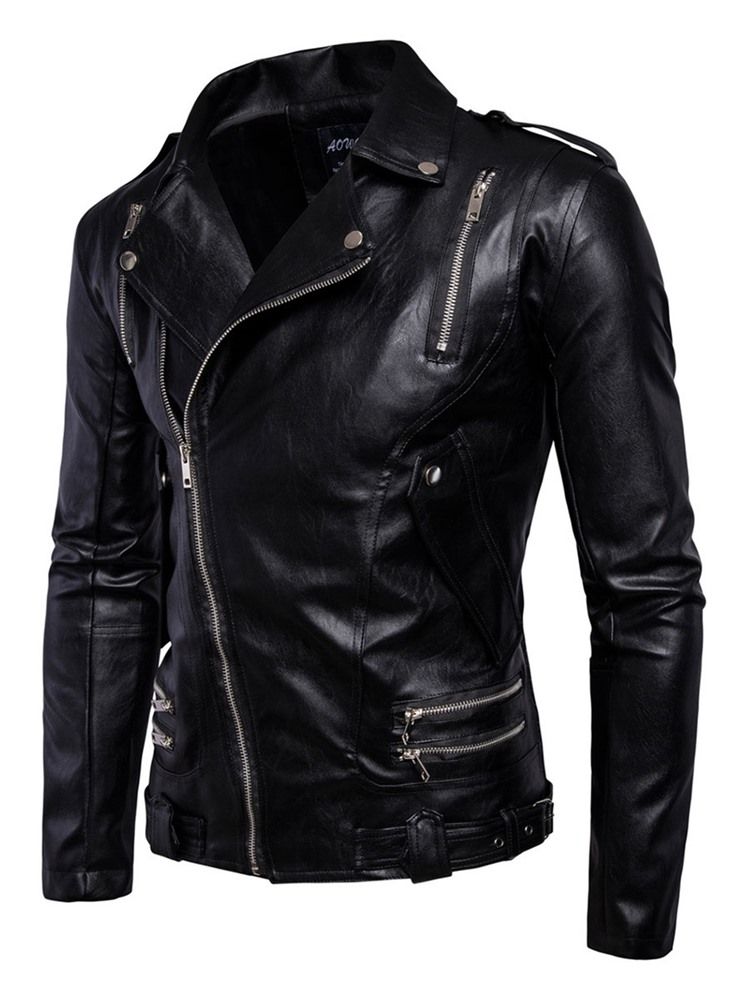 Revers Zip Weiß Pu Vogue Herrenjacke