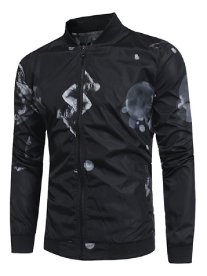 Schlanke Herrenjacke Mit Stehkragen Und Print