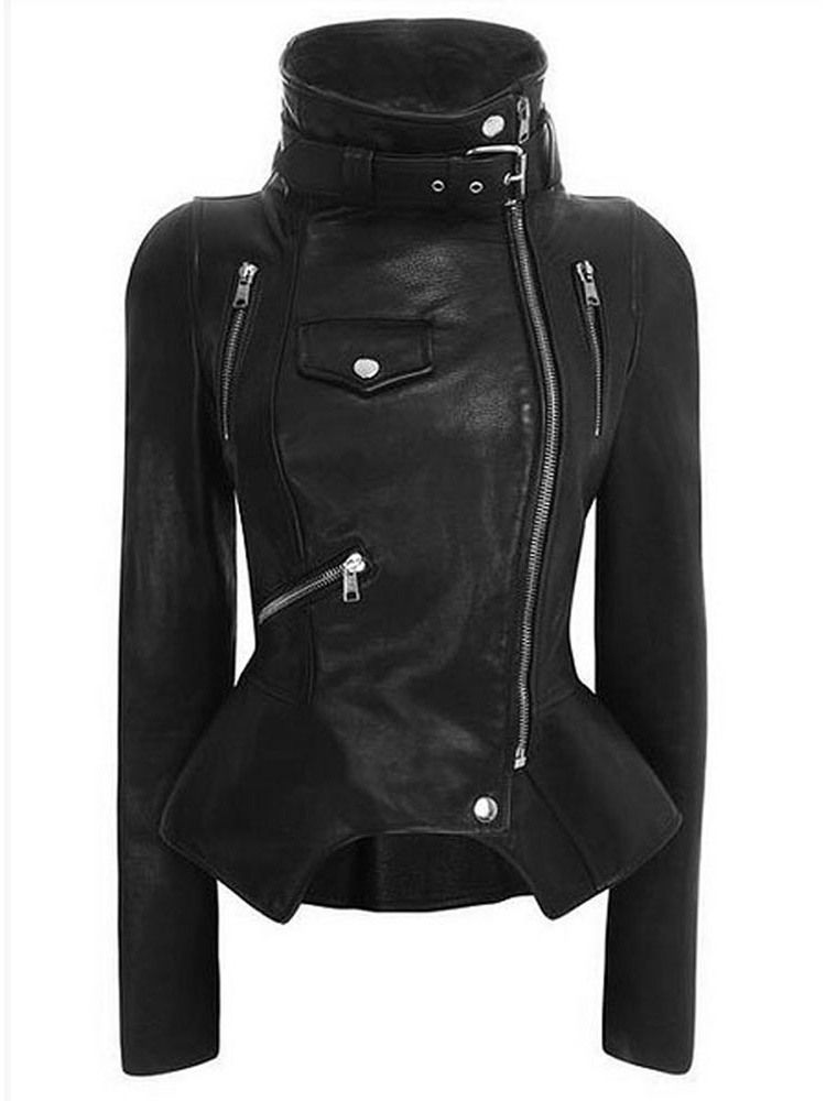 Slim Standard Pu Schwarz Damenjacke