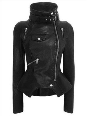 Slim Standard Pu Schwarz Damenjacke