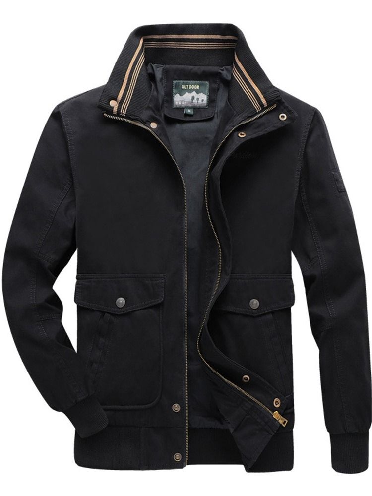 Stehkragen Farbblock Dicker Herren Lose Jacke