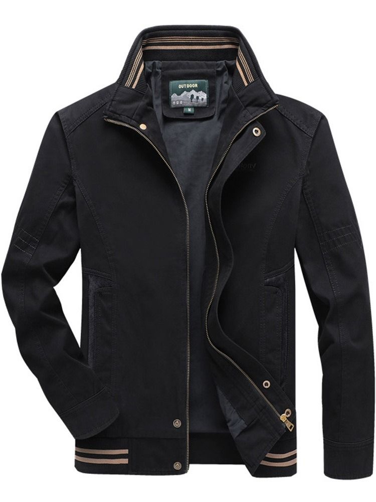 Zipper Color Block Herren Stehkragen Jacke