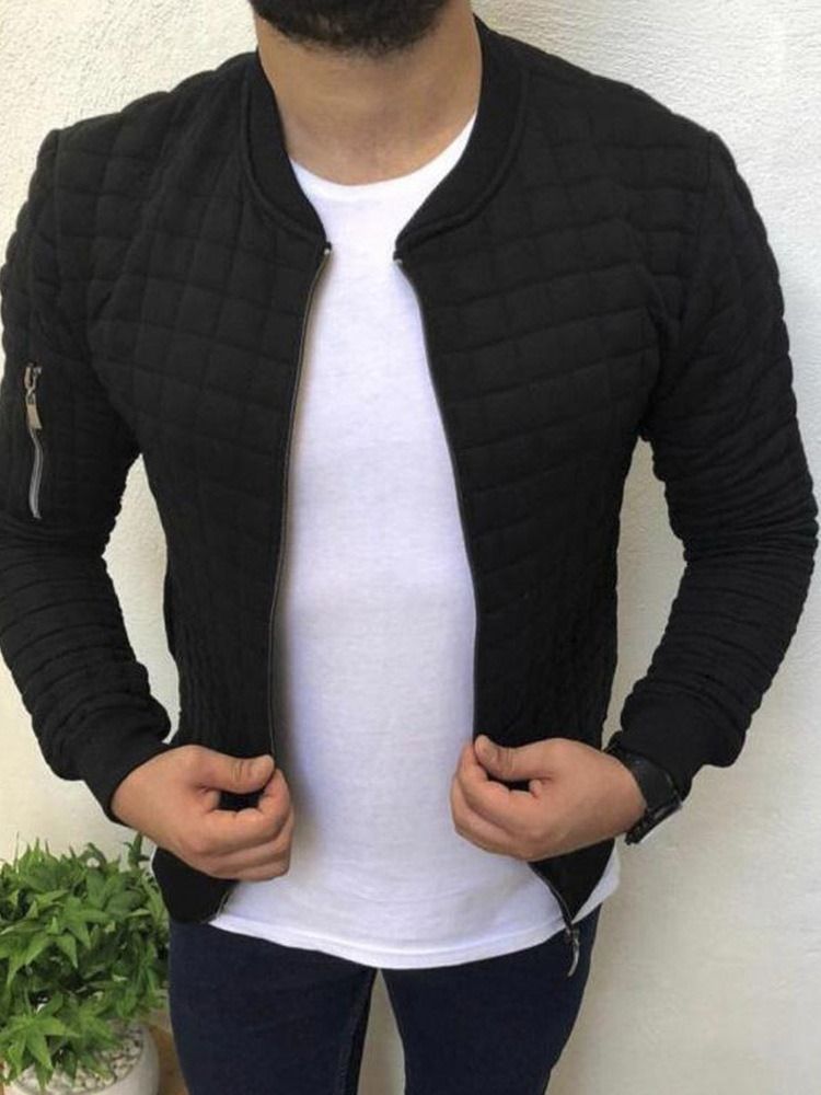 Zipper Stehkragen Dicke Herren Slim Jacke