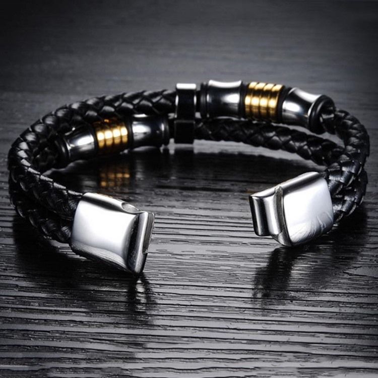 Ledergewebtes Herrenarmband