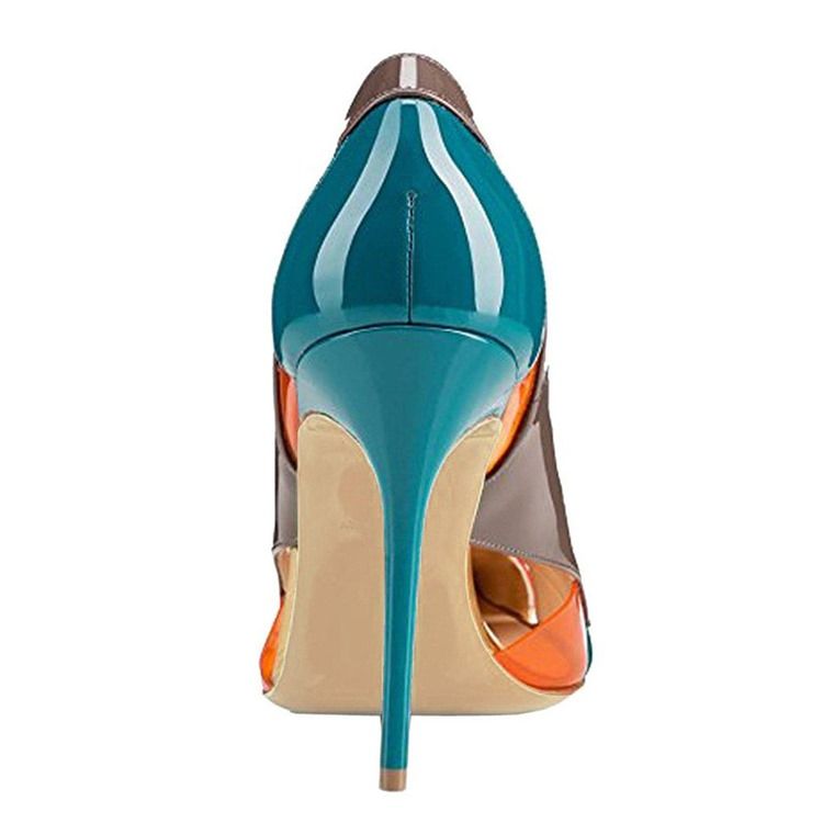 Color Block Stiletto Heel Peep Toe Damen Pumps