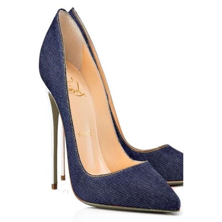 Damen Blaue Spitze Pumps Mit Stiletto-absatz