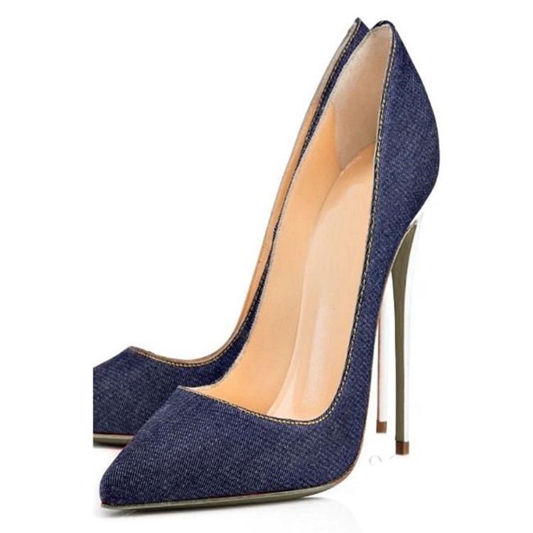 Damen Blaue Spitze Pumps Mit Stiletto-absatz