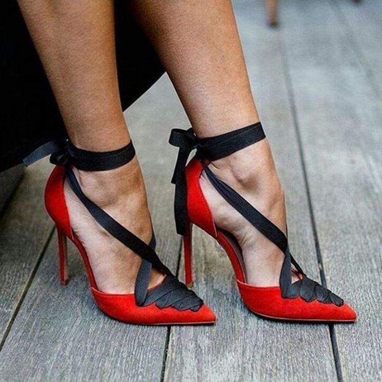 Damen Einzigartige Farbblock-schnür-stiletto-pumps