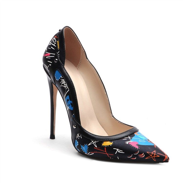 Damen Print Stiletto Heel Slip-on Low-cut Upper Thin Schuhe