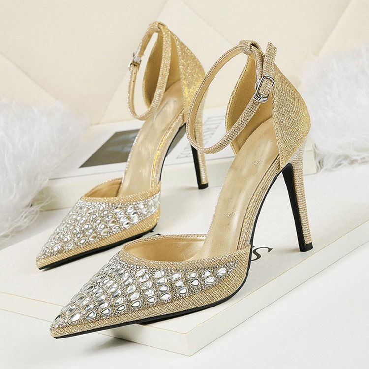 Damen-pumps Mit Strass-spitze Und Schnalle Mit Stiletto-absatz