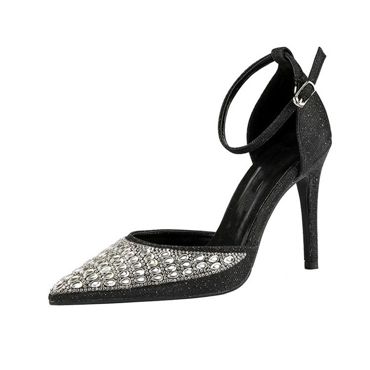 Damen-pumps Mit Strass-spitze Und Schnalle Mit Stiletto-absatz