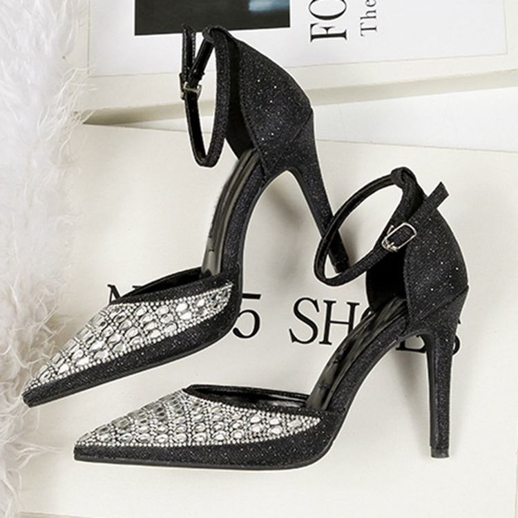 Damen-pumps Mit Strass-spitze Und Schnalle Mit Stiletto-absatz