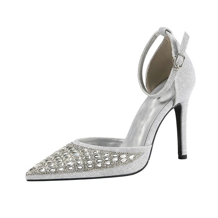 Damen-pumps Mit Strass-spitze Und Schnalle Mit Stiletto-absatz