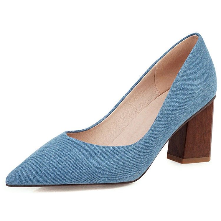 Damen Slip-on Chunky Heel Thread Casual Pumps