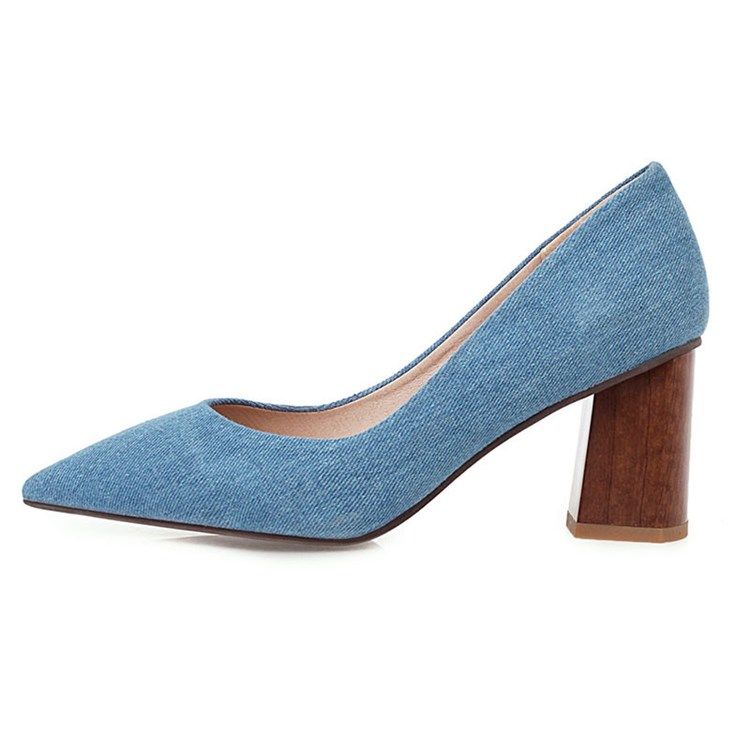 Damen Slip-on Chunky Heel Thread Casual Pumps