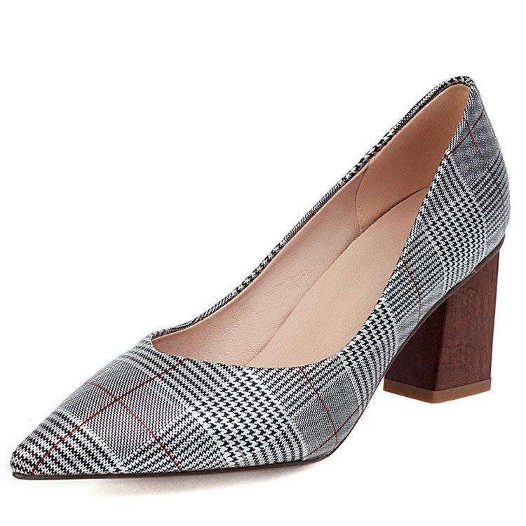 Damen Slip-on Chunky Heel Thread Casual Pumps