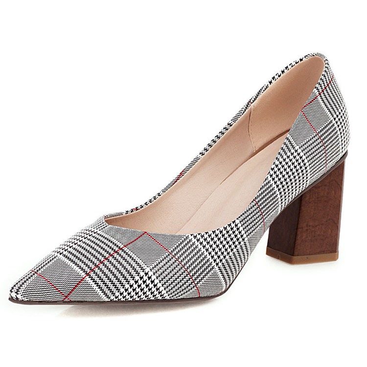 Damen Slip-on Chunky Heel Thread Casual Pumps