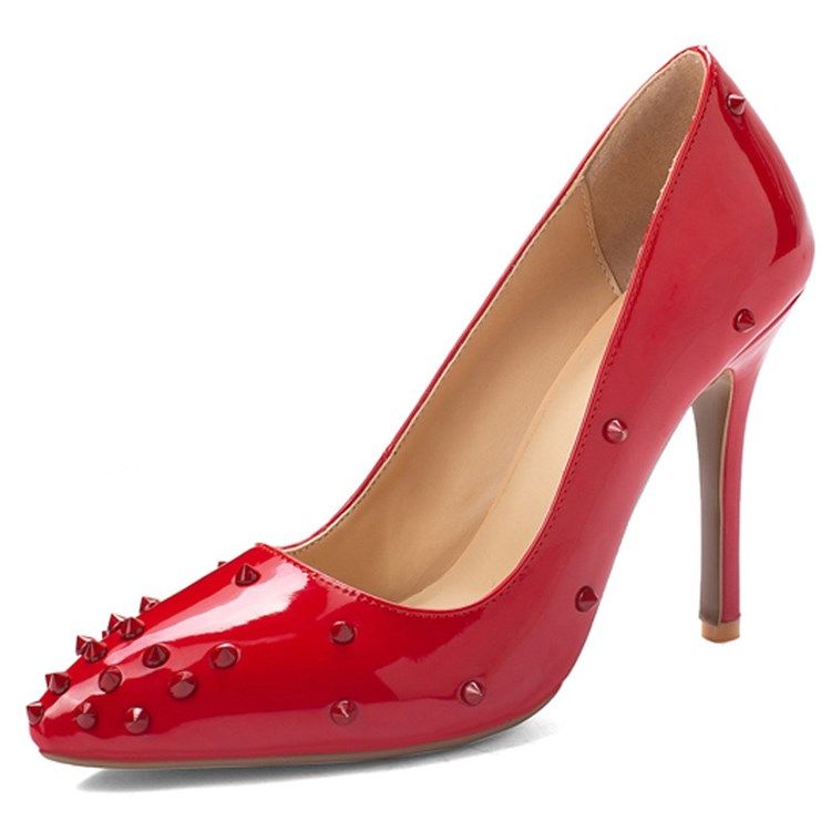 Damen Spitzschuh Nieten Sexy Stiletto Pumps