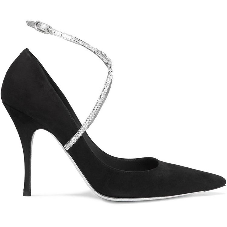 Damen Strass High Heel Pumps Mit Schnalle Und Spitze