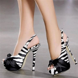 Damen Zebra Patchwork Peep Toe Stiletto Sandalen