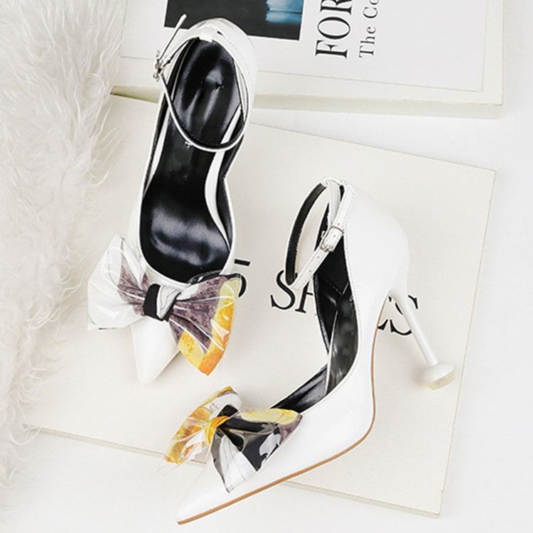 Schleife Stiletto-absatz Spitze Zehe Farbblock Damen Pumps