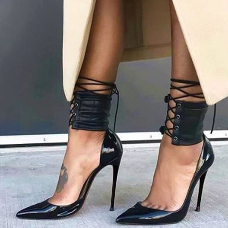 Schwarze Spitze Pumps Für Damen Mit Ultrahohem Absatz