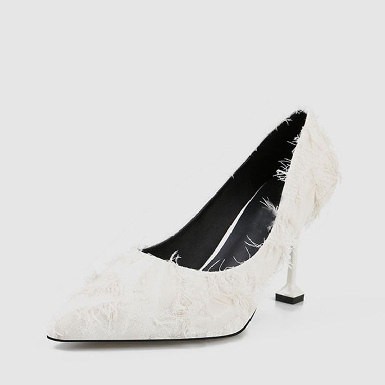 Spitze Damen Pumps Mit Fransen Und Stilettoabsatz