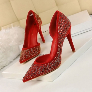 Spitze Pumps Für Damen Mit Strass-faux-wildleder-stiletto-absatz