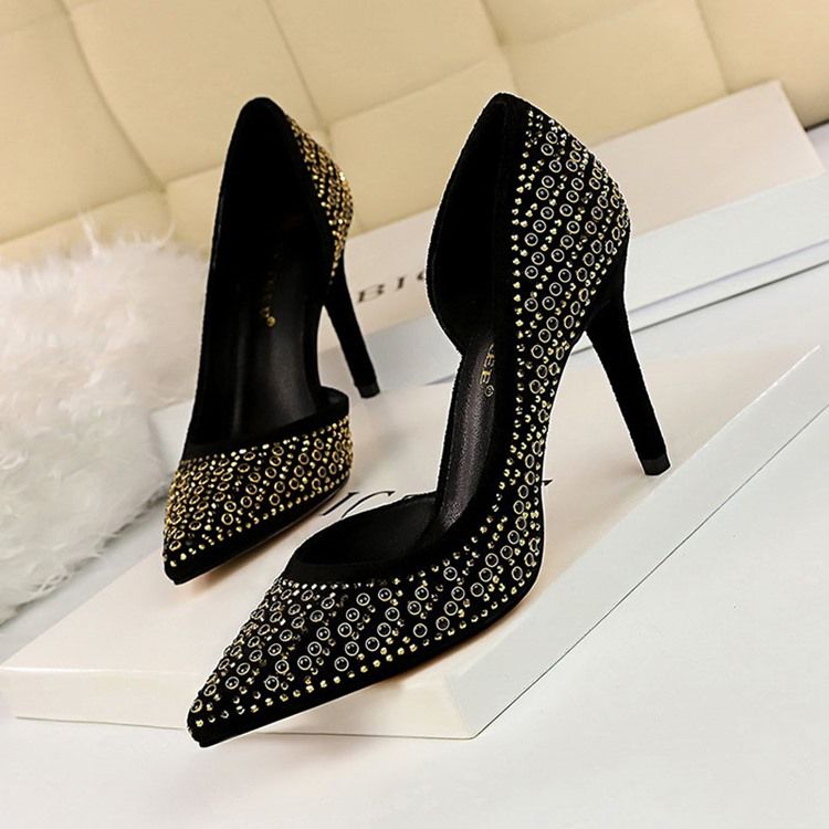 Spitze Pumps Für Damen Mit Strass-faux-wildleder-stiletto-absatz